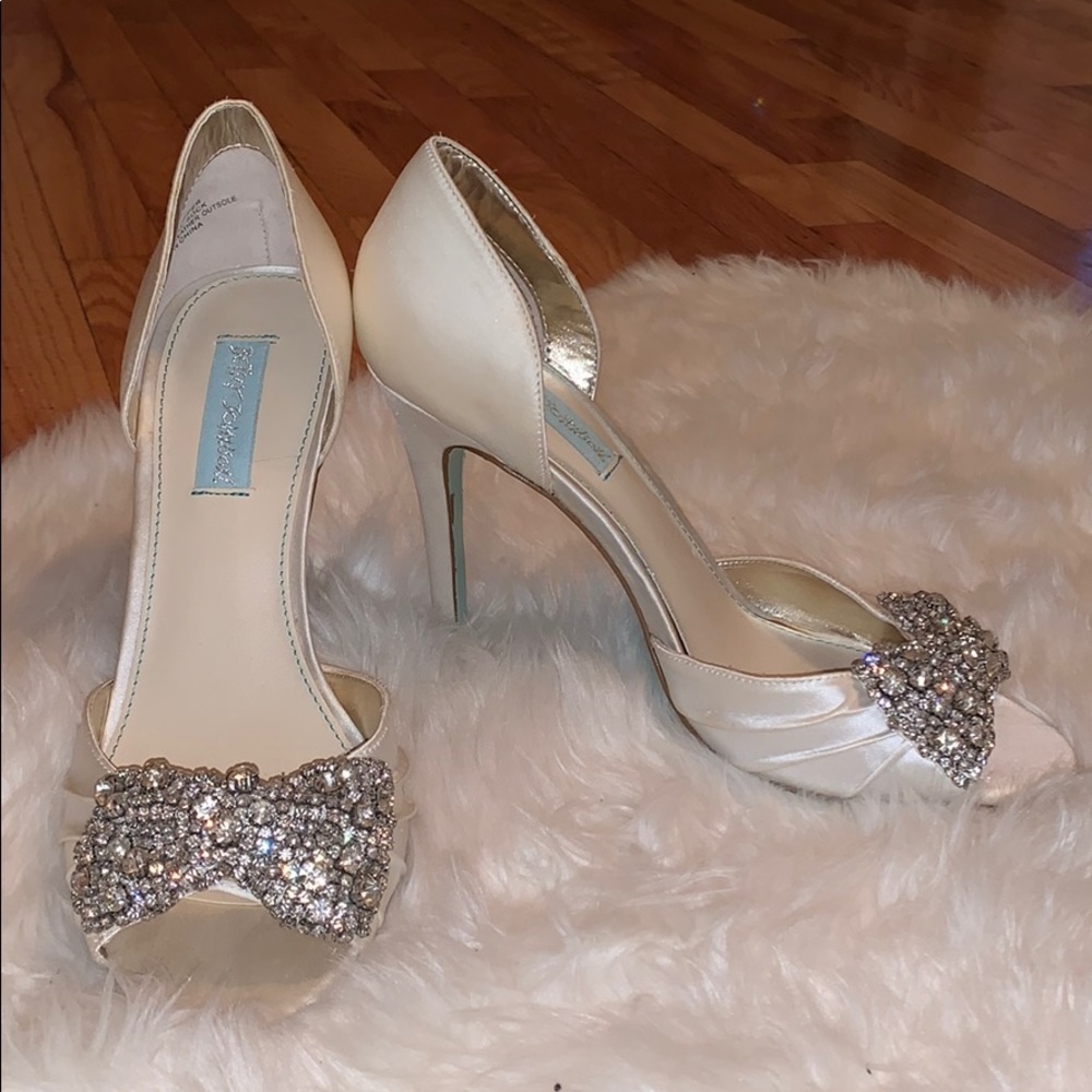Betsey Johnson peep toe wedding heels